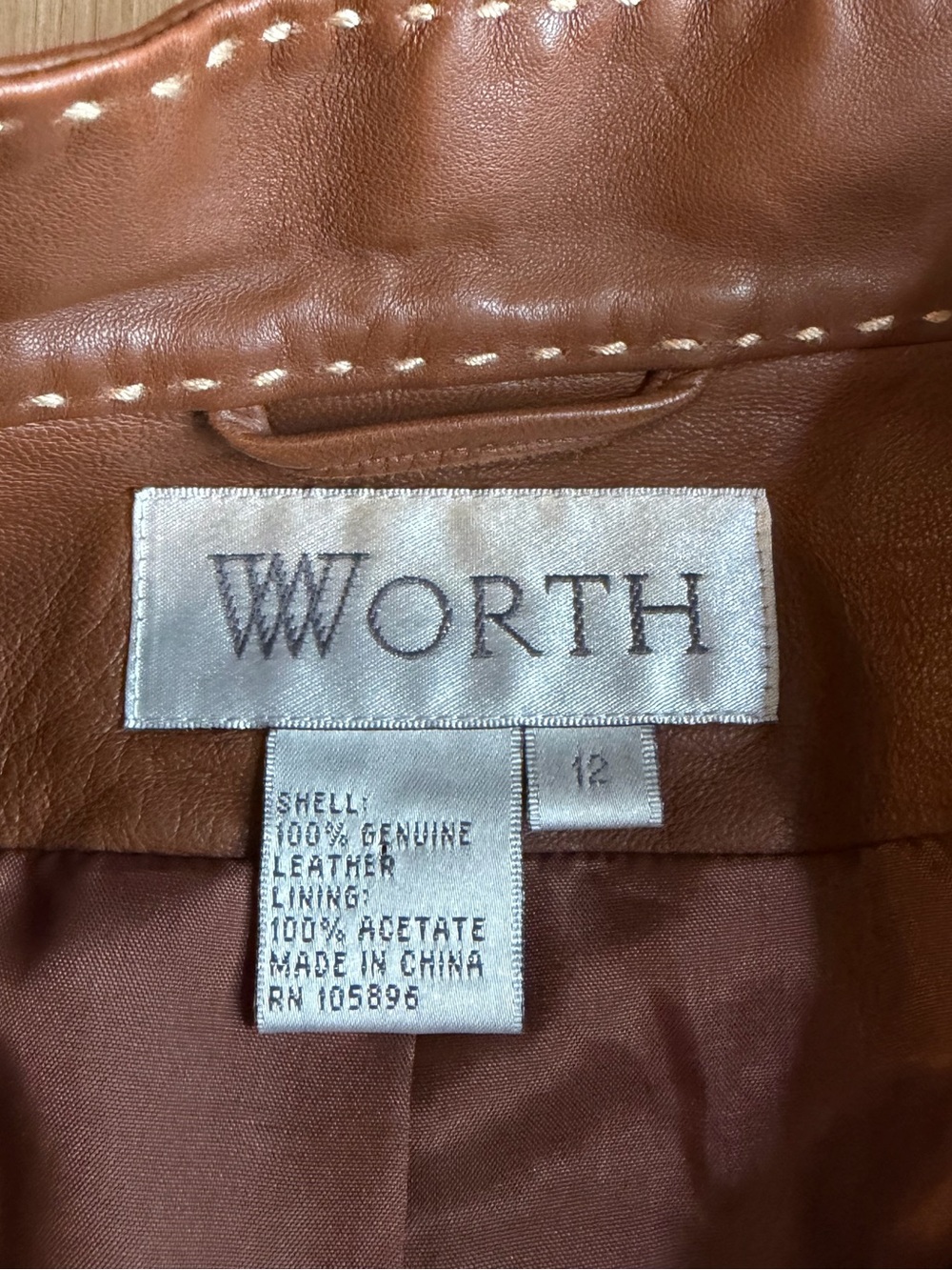 Vintage Worth Brown Genuine Leather Belted Jacket - Picture 10 of 10